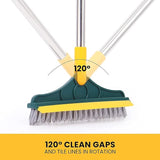 2 In 1 Bathroom Tiles Floor Cleaning Brush & Wiper Long Handle 120°